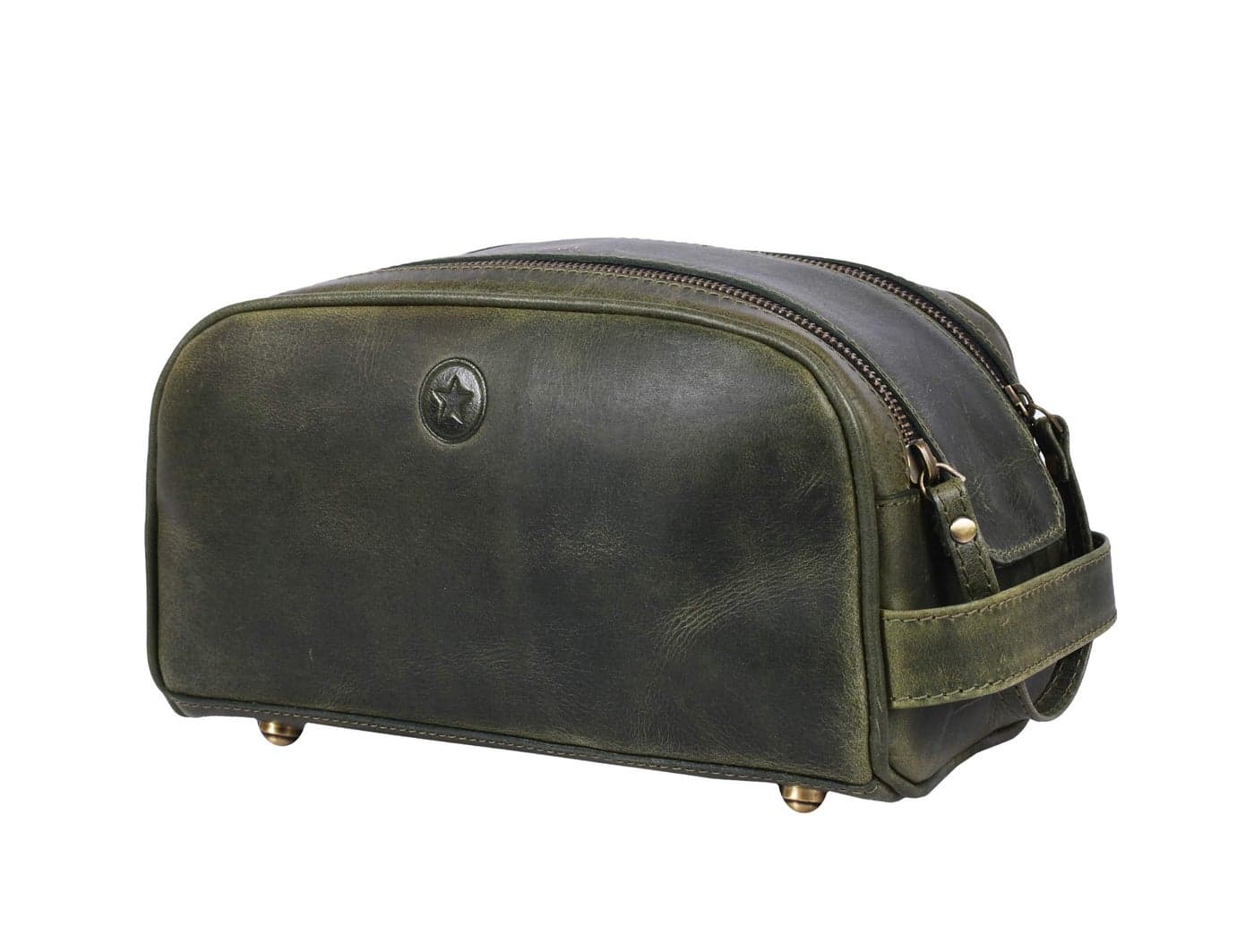 10 Premium Leather Toiletry Travel Pouch With Waterproof Lining KingSize Handcrafted Vintage Dopp Kit Gift for Fathers Day By Aaron Leather Goods