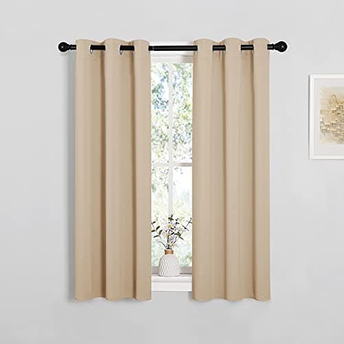 NICETOWN Room Darkening Curtain Panels for Cafe Thermal Insulated Grommet Room Darkening DraperiesDrapes for Window Biscotti Beige 2 Panels W34 x L45 inch