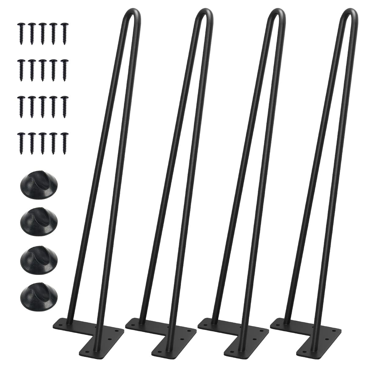 SMARTSTANDARD 18 Inch Heavy Duty Hairpin Furniture Legs Metal Home DIY Projects for Nightstand Coffee Table Desk etc with Rubber Floor Protectors Black 4PCS