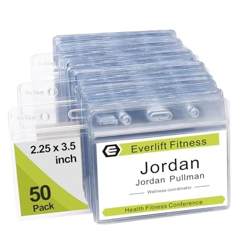 Fushing 50 Pcs Clear Plastic Horizontal Name Tag Badge ID Card Holders
