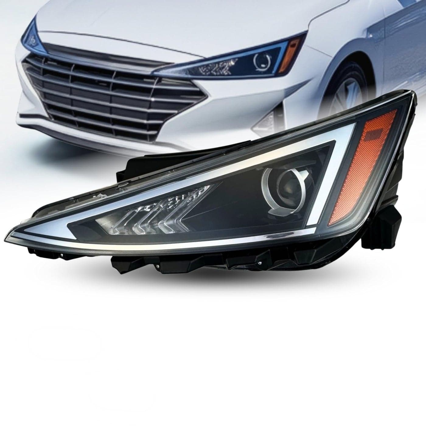 ALLIGATOR AUTO LIGHTS Compatible With Hyundai Elantra 20192020 Headlight Assembly LeftDriver Side 92101F3500 HY2502233 Bulbs Included DOTSAE Compliant