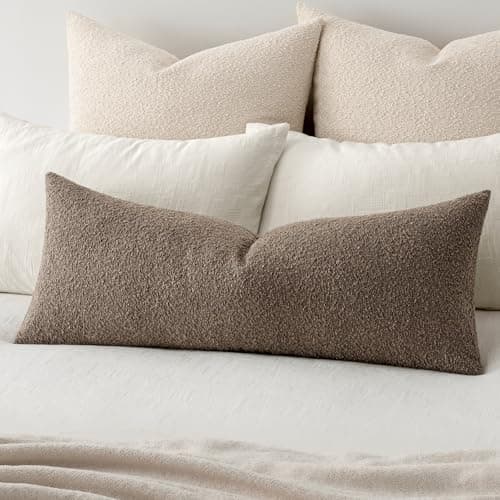 MIULEE Textured Boucle Throw Pillow Cover Dark Brown Accent Solid Lumbar Pillow Case Decorative Soft Pack of 1 Couch Cushion Chair Sofa Bedroom Livingroom Home Decor,36x14 Inch