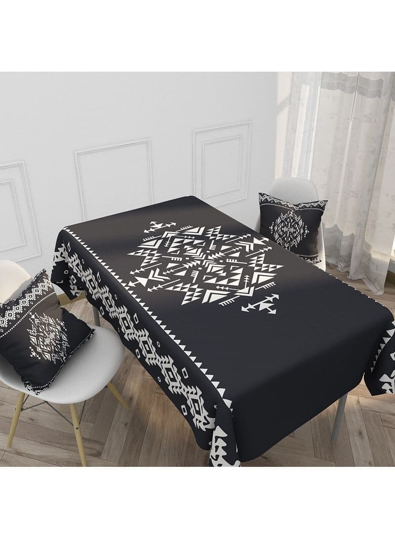 Retro Elements Print Waterproof Tablecloth Black 140x200cm