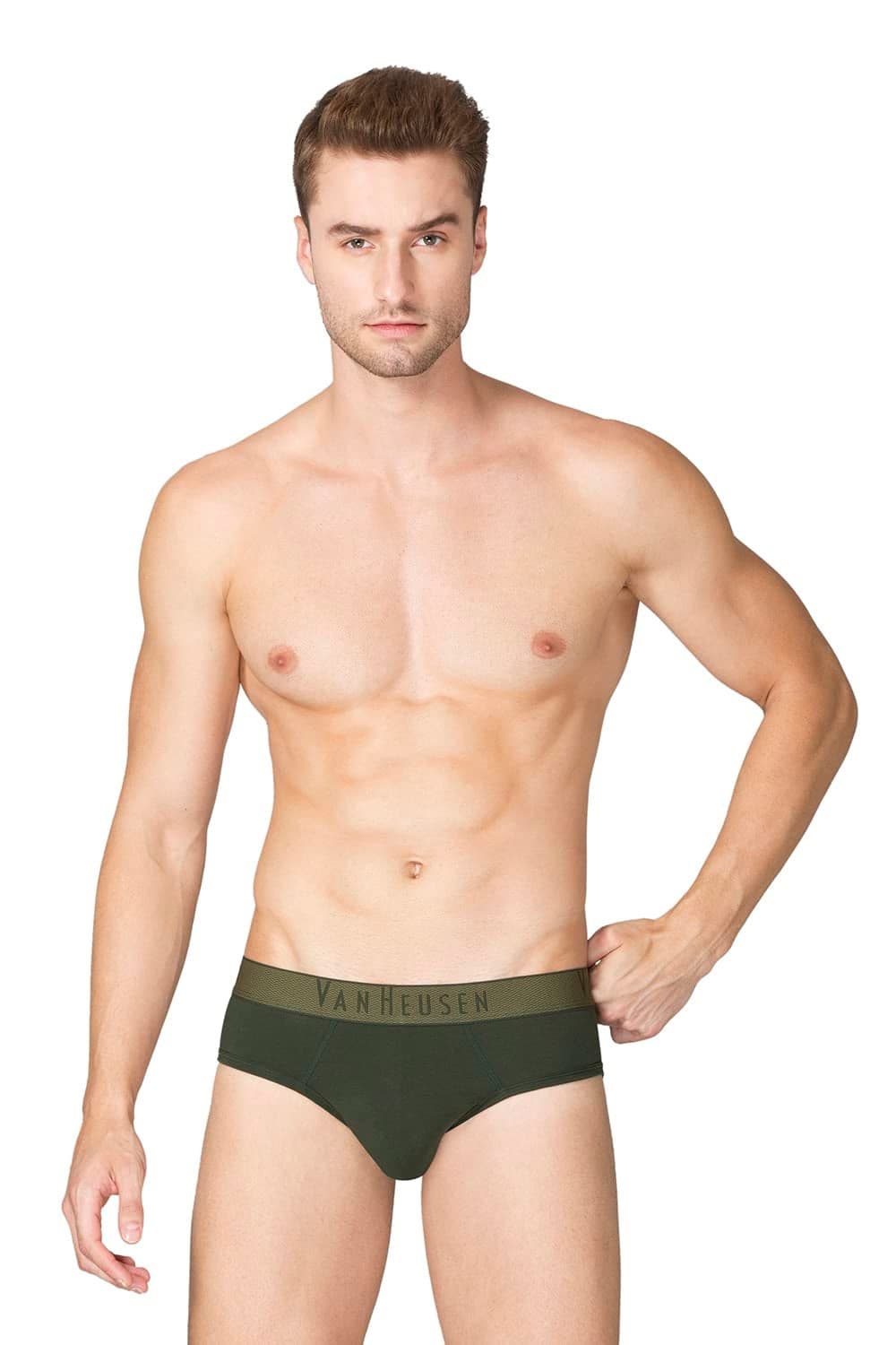 Van Heusen Men Breathable AIR Briefs - Cotton Polyamide Elastane - Colour Fresh, Mesh Stretch, Ultra Soft