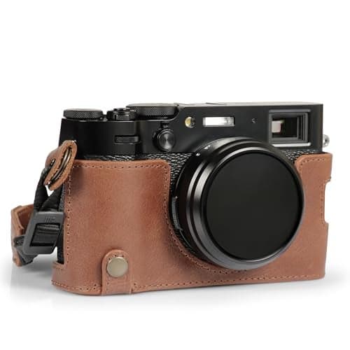 MegaGear Ever Ready Genuine Leather Half Camera Case Compatible with Fujifilm X100VI Brown