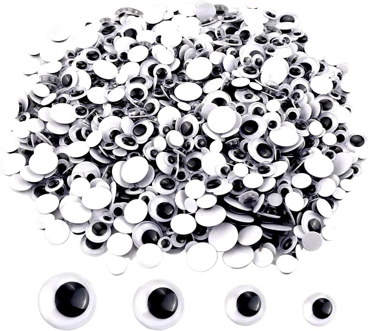 UPINS 2000 Pcs Black Wiggle Googly Eyes with SelfAdhesive 6mm 8mm 10 mm 12mm Mixed Packaging