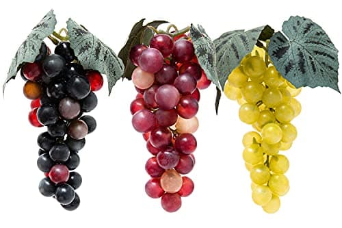 HENGSINGMA 3 Bunches Lifelike Fake Grapes, Realistic Plastic Rubber Faux Artificial Grapes for Decoration, Fake Artificial Fruit for Wedding Kitchen Wine Decor