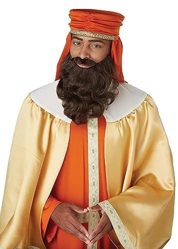 California Costumes Wise Man Brown Wig and Beard Standard Orange