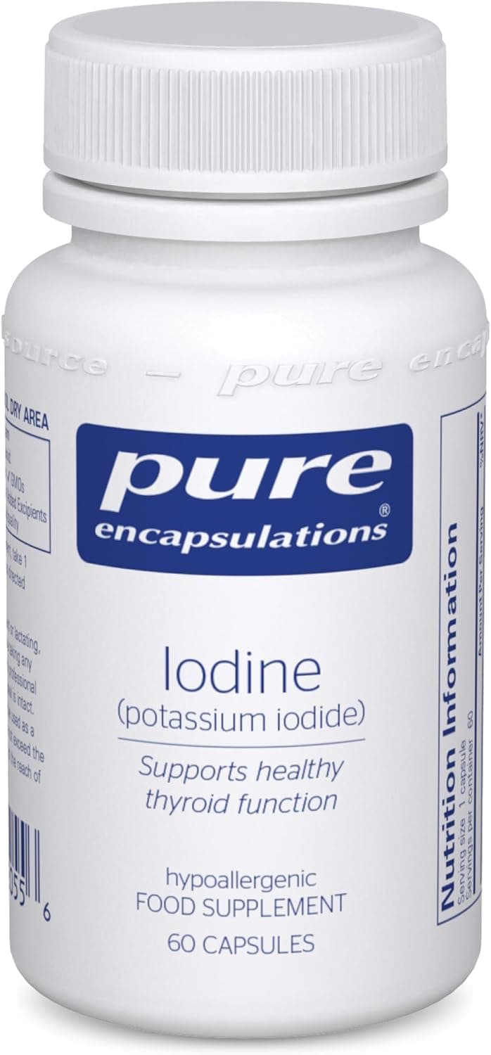 Pure Encapsulations Iodine Potassium Iodide 225 UG Hypoallergenic Supplement Supports Metabolism Healthy Skin and Thyroid Function 60 Vegetarian Capsules