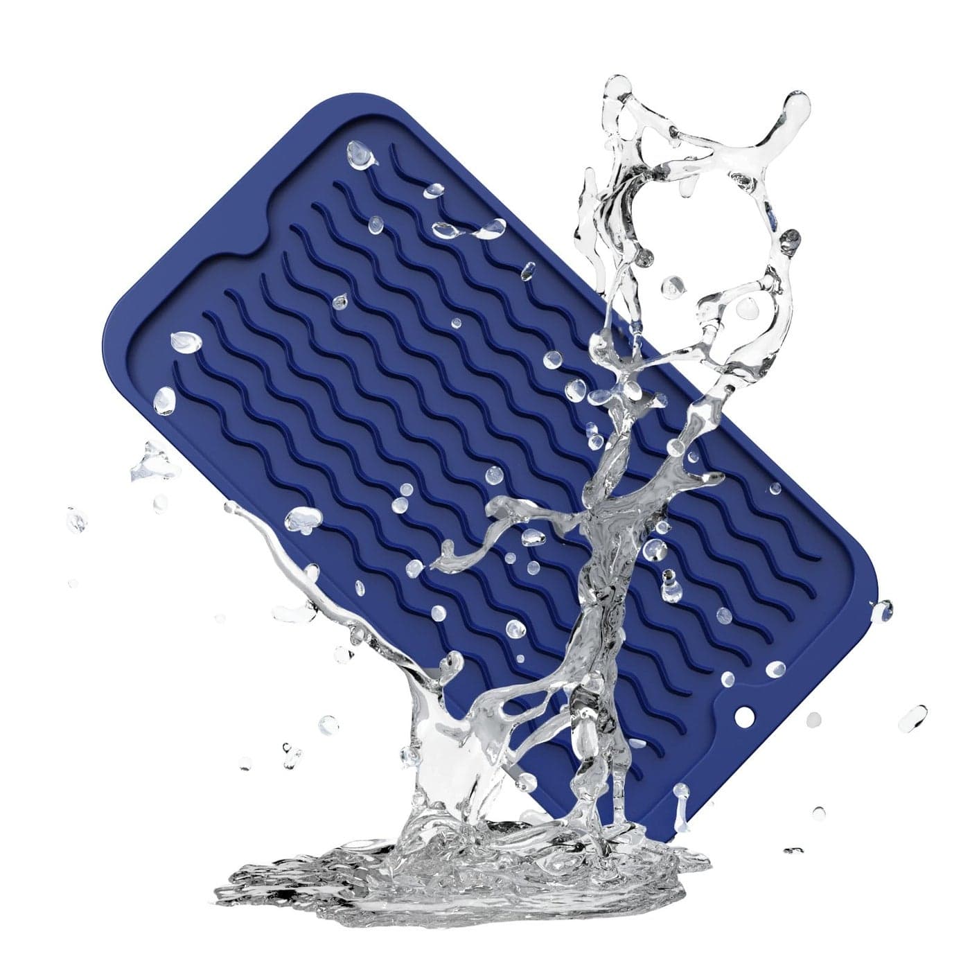 ZLR Silicone Dish Drying Mat for Kitchen Counter EcoFriendly Quick Dry Dish Mat Easy Clean Multi Usage Drying Matt Heat Resistant Trivet 6 x 12 Extra Small Midnight Blue