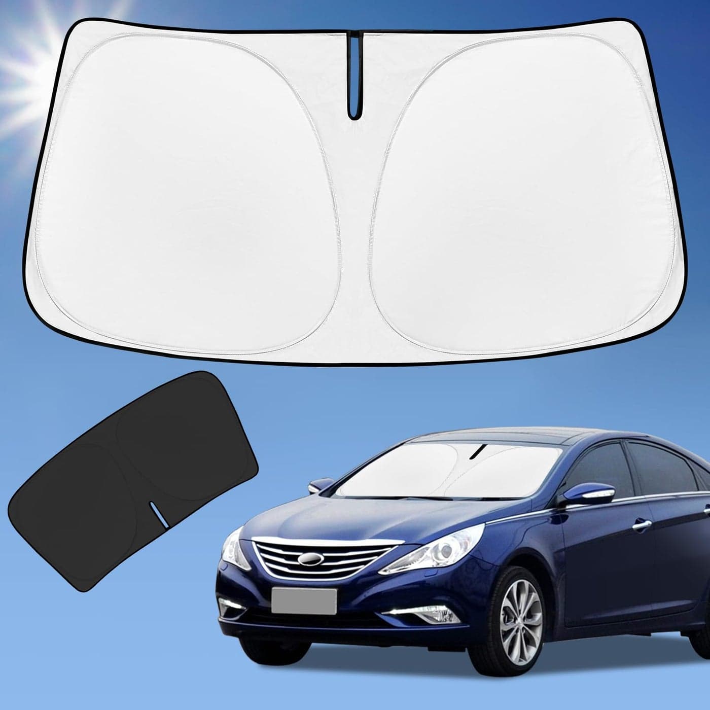 Sun Shade Sunshade for Hyundai Sonata Windshield Cover 4Layer Front Window Shade Custom fit Sonata 20142019 Sun Visor 240T Retractable Shade Shield Blocks UV Rays Cooler Car Accessories