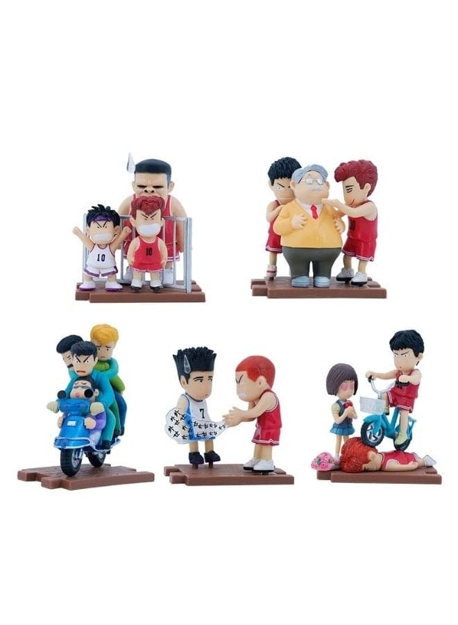 Slam Dunk 5-Piece Set Hanamichi Sakuragi, Kaede Rukawa And Team Action Figures 8.5-10cm,Perfect Birthday Desk Ornament