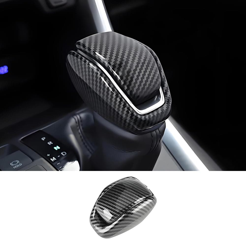 LUNQIN Car Center Console Gear Shift Knob Trim Cover for Toyota RAV4 20192025 and Toyota Highlander 20202025 Auto Interior Decor Accessories Central Control Shifters Stick Carbon Fiber Style Kit