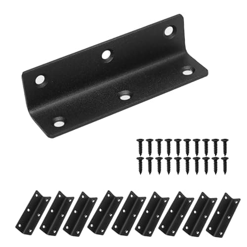 Redunest L Bracket, Heavy Duty Corner Brace, 10 Pack 4" Metal Shelf Bracket Angle Bracket for Shelves, Black L Brackets for Wood