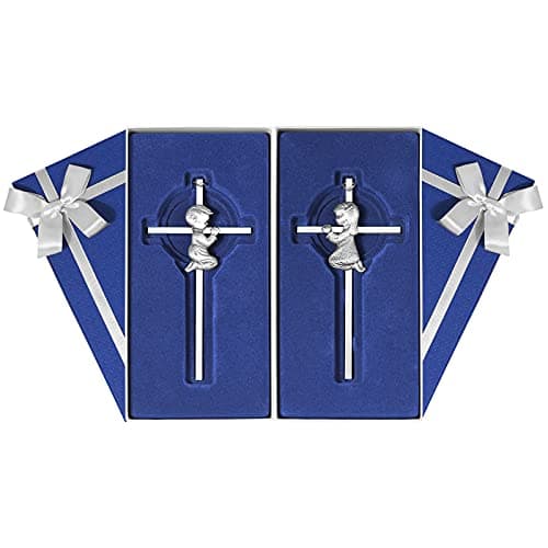 2 PCs Silver Baby Wall Cross Baptism Gifts for Boy and Girl Christening First Communion Dedication Gift for Baby Girls Goddaughter Religious Baptismal Children Crosses Gifts from Grandparents, 6in