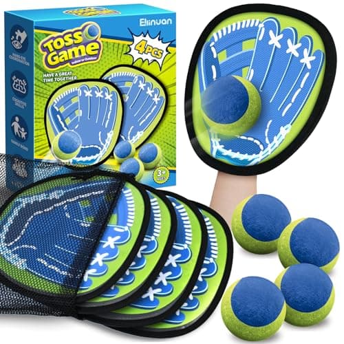 Ellinjan 4 Packs Catch Ball Game Set Baseball Training Glove Outdoor Toys Summer Pool Beach Yard Backyard Camping Sports Play Toy Games for Toddlers Kids Teens Adults Family Game Fun Ideal Gifts