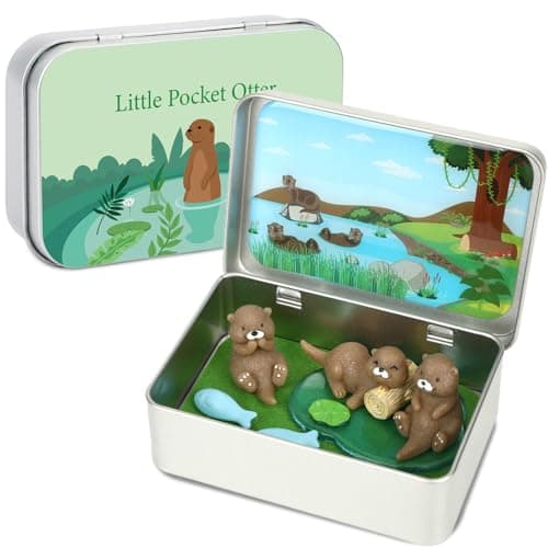 JULEASEL Little Pocket Otter Cute Otter Friend in Tin Box Travel Buddy Gift for Kids Friends Coworkers