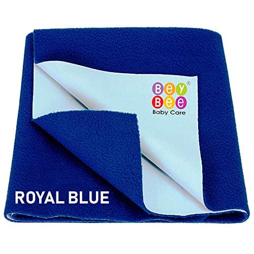 BeyBee Waterproof Quick Dry Sheet for Baby| Bed Pad Anti-Piling Fleece Extra Absorbent Washable Matress Protector| Baby Bed Protector Sheet for Toddler Children, X-Large Size, 200 x 140cm, Royal Blue