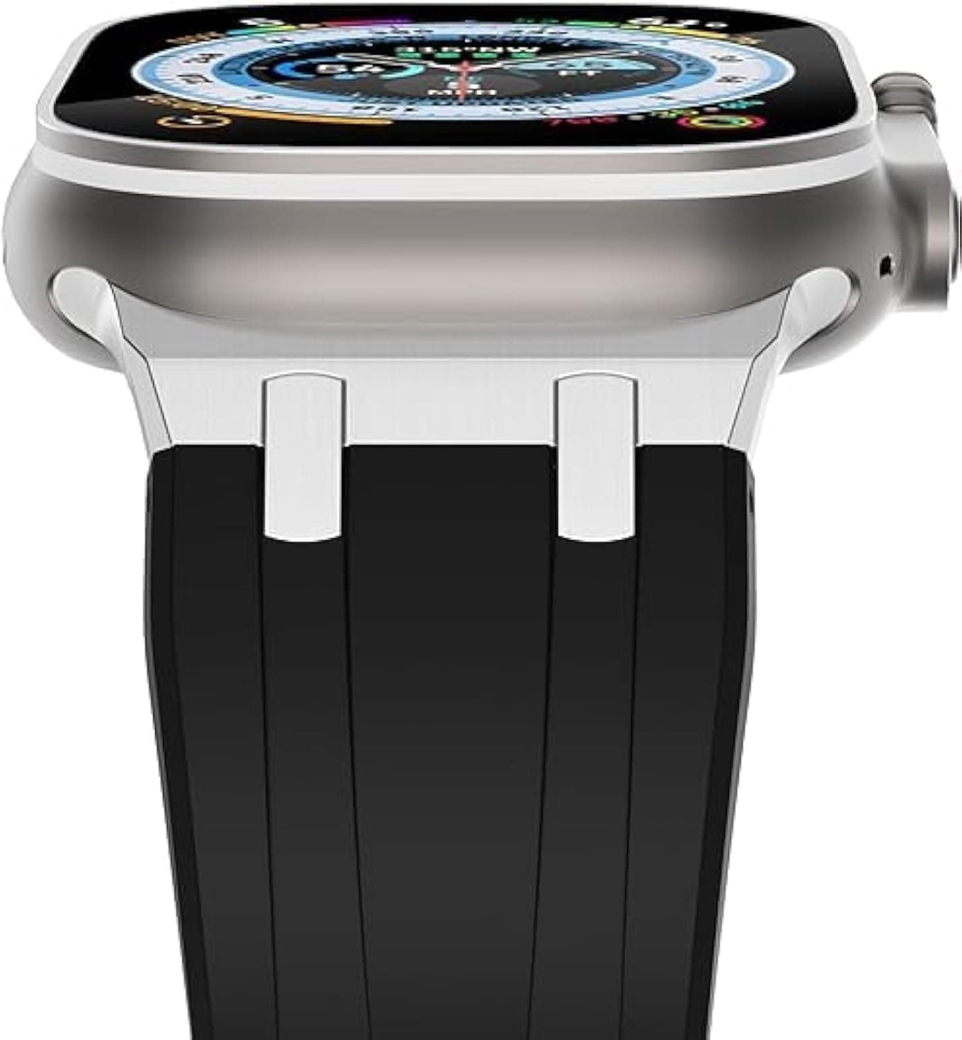 UniqTry Compatible Apple Ultra Watch Band 49mm 45mm 44mm 42mm Liquid Silicone Strap with Stainless Steel Adapter for iWatch SE Series 9 8 7 6 5 4 3 2 and Ultra for Men and Women (Black)