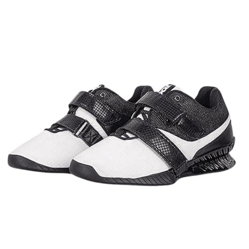 RXN Hercules Weightlifting Shoes for Men and Women - WLS-4 Weight Lifting Shoes for Powerlifting, Deadlifting & Crossfit - Strap and Lace-Up Gym Shoes - Non-Slip Olympic Lifting Shoes (Black/Grey, 3)