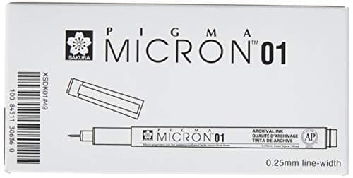 Sakura 50150 Micron Pen 01025mm Tip Black Ink Box of 12 Pens