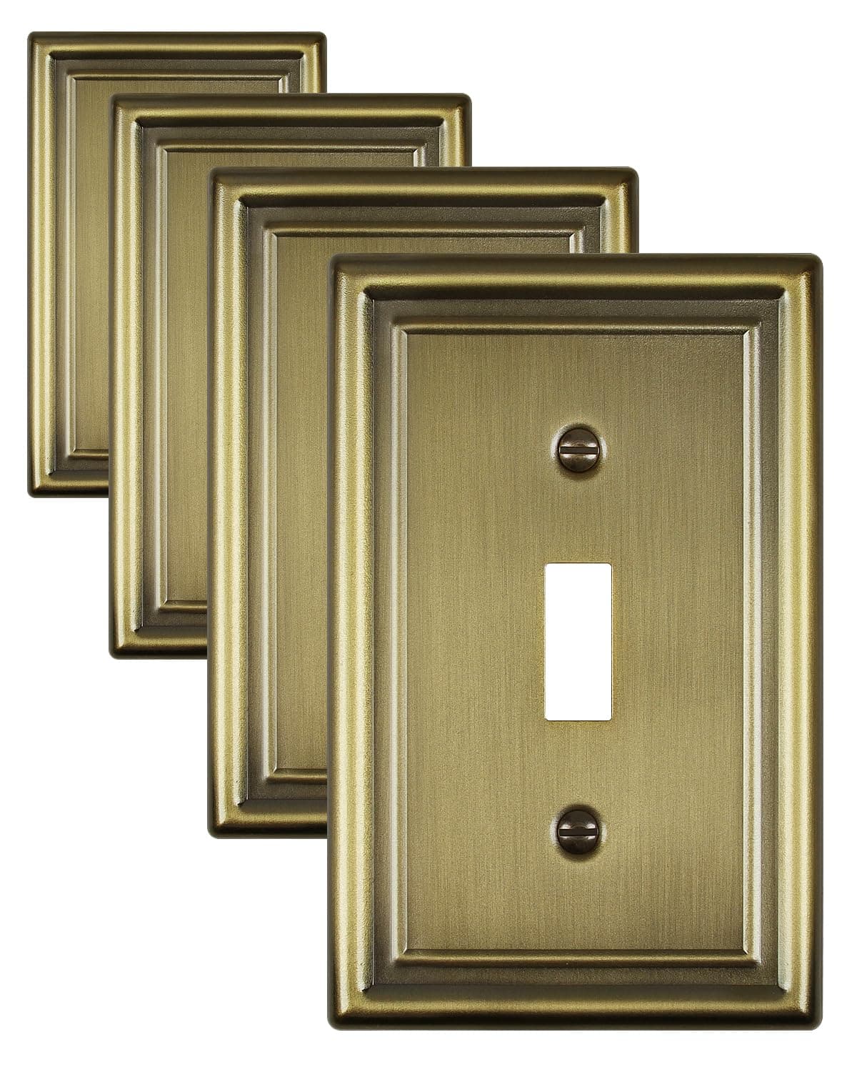 ZILLSEA Antique Brass Light Switch Cover Single Toggle Switch Plate Cover Durable Metal Wall Plate 315488 Midsize 4 Pack