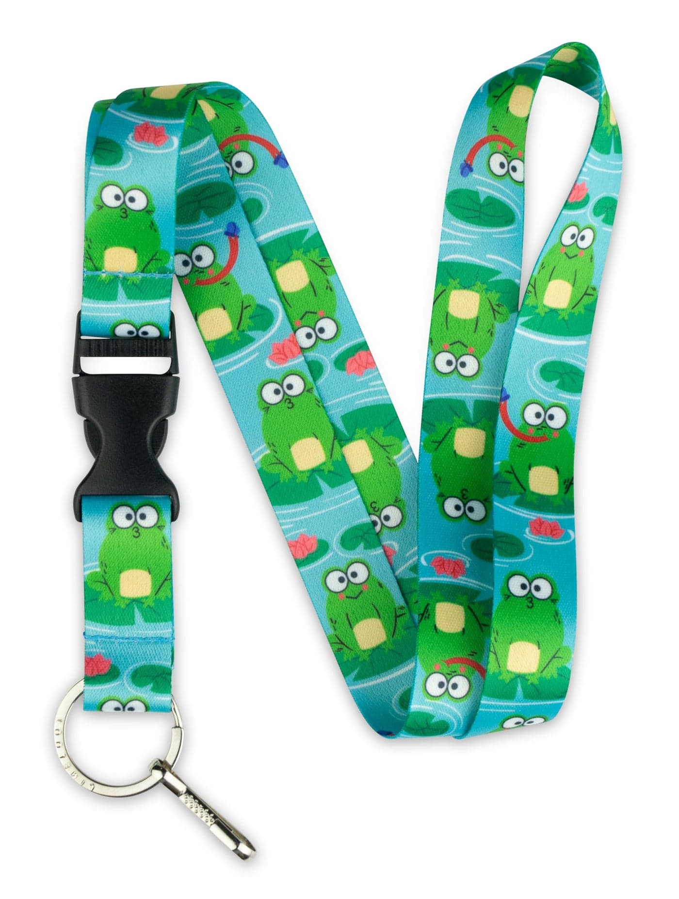 Limeloot Frog Lanyard for Keys, ID Badges, and Accessories - Frog Keychain Lanyard with Quick Release Buckle and Flat Ring.