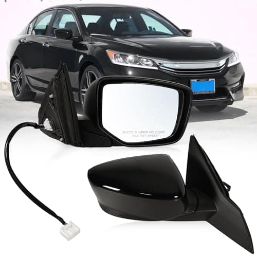Lqito Right Passenger side Mirror Fits 20132017 Honda Accord SedanCoupe with Power Glass without Heated without turn signals without Blind Spot Match Black Replace 76208T2FA11 3Pins