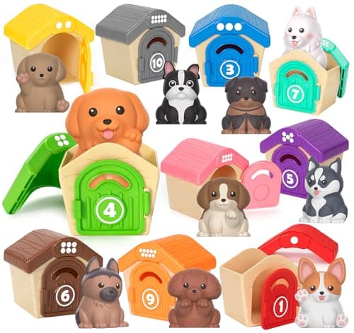 Aigybobo Learning Toys for Toddlers 1 2 3 Year Old 20 Pcs Pet Dog Toys for Kids Animal Counting Matching Sorting Fine Motor Educational Playset Puppy Gifts for Baby Boys Girls Age 1218 Months