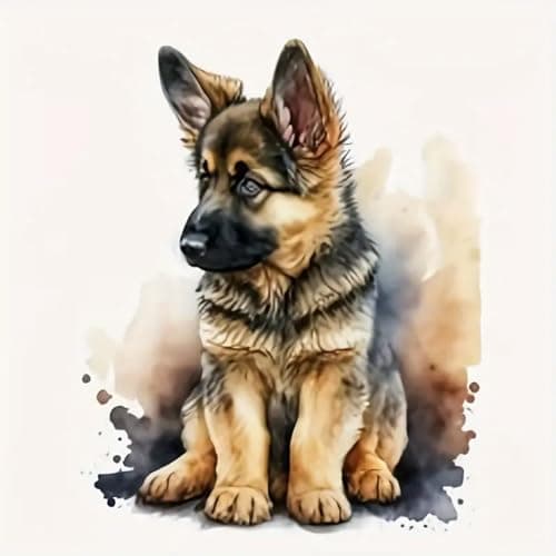 MOMDEDP German Shepherd Dog Diamond Art Painting Kits for Adults Full Drill Wolf Dog Diamond Dots Paintings for Beginners Round 5D Paint with Diamonds Pictures Gem Art Painting Kits 12x12inch