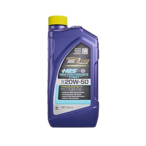 Royal Purple Motor Oil, HPS High Performance Street, High Zinc, 20W50, Synthetic, 1 qt Bottle, Each