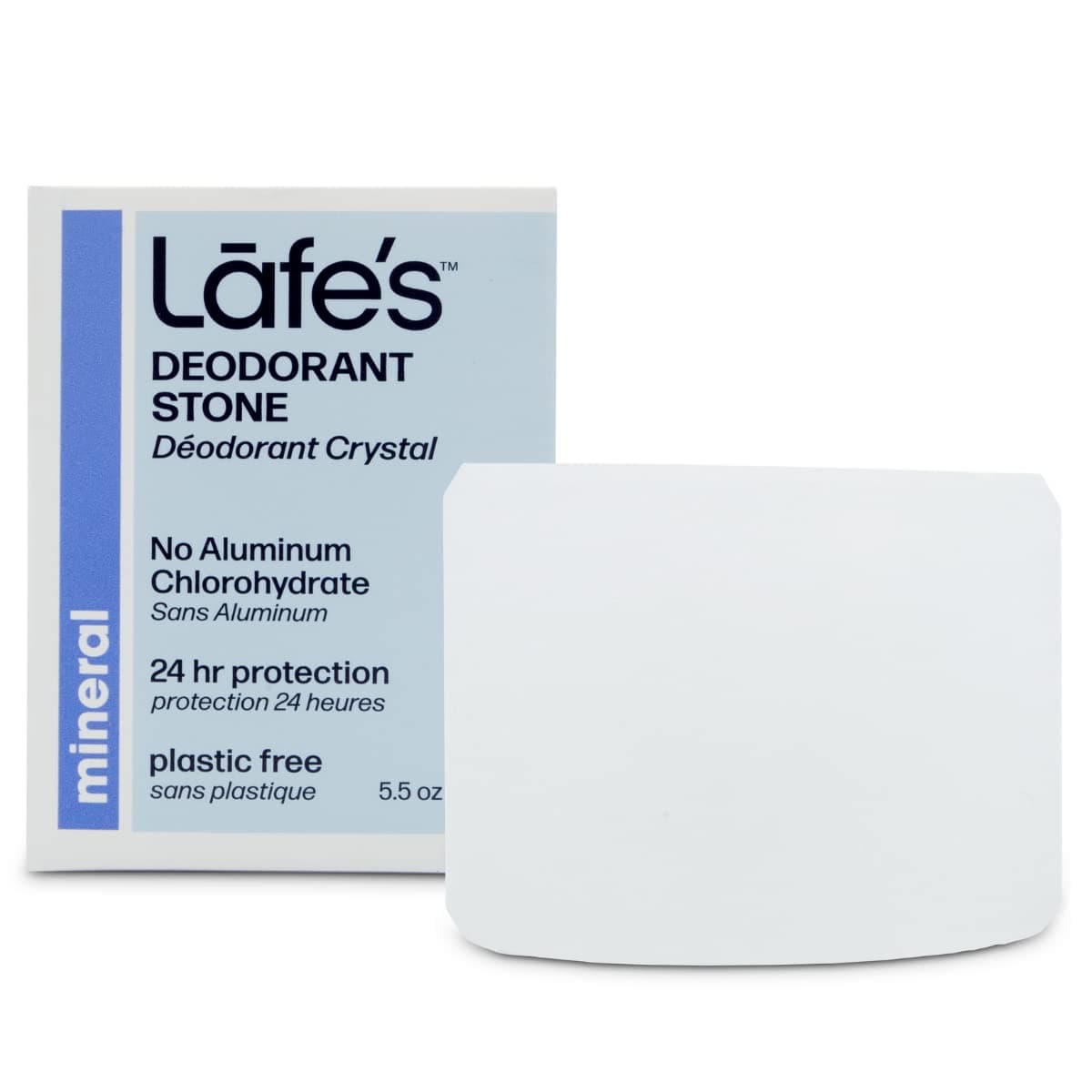 Lafes Natural Deodorant 55oz Unscented Crystal Rock Aluminum Free Natural Deodorant Stone Plastic Free Packaging