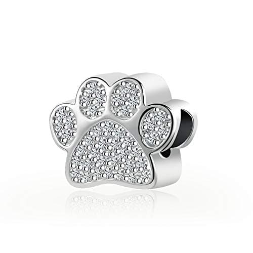 SBI Jewelry I Love Pet Paw Print Charm Compatible with Pandora Charms Bracelets Cat Dog Christmas Family Clear Silver Gift Bead Birthday