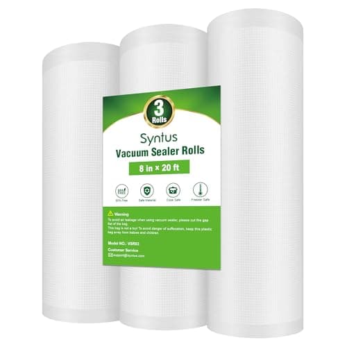 Syntus Vacuum Sealer Bags for Food, 3 Rolls 8" x 20' Commercial Grade Bag Rolls, BPA Free Food Vac Bags for Storage, Meal Prep or Sous Vide