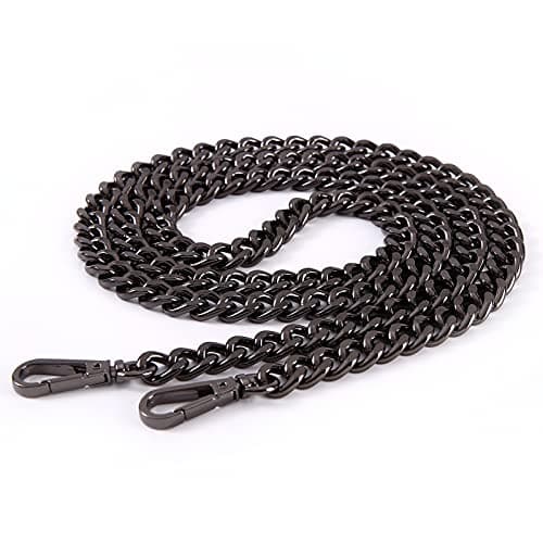 Xiazw 47'' Light Metal Crossbody Purse Chain Straps Replacement for Bag Handbag (Black)