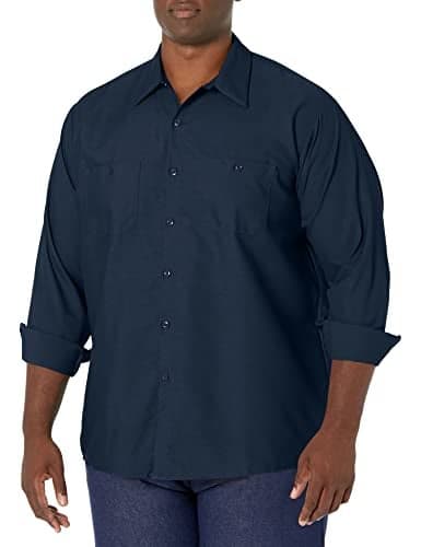 Red Kap Men's Industrial Work Shirt, Regular Fit, Long Sleeve, Navy, Small