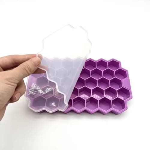 Silicone Ice Cube Trays - Honeycomb Shape Ice Cube Trays Without Lids, Easy-Release & Stackable Ice Molds BPA Free, Microwave & Dishwasher Safe, for Cocktail, Freezer, DIY Ice Molds (1 Piece)