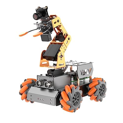 MasterPi 5DOF Robotic Arm for RaspberryPi 5 AI Vision Tracking Target Sorting Line Follow Open Source Programming Smart Robot Car Kit for Teen Adult STEM Educational Building Robot with RPi 5 8GB