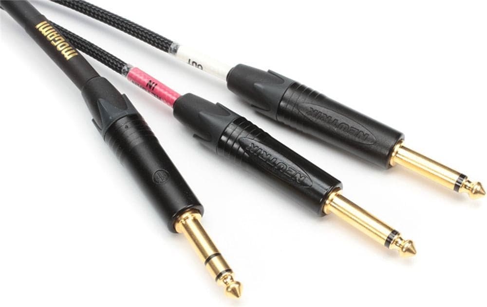 Mogami GOLD INSERT TS12 Insert Cable 14 Straight TRS Male Plug to Dual 14 Straight TS Male Plug SendReceive Connectors Gold Contacts 12 Foot