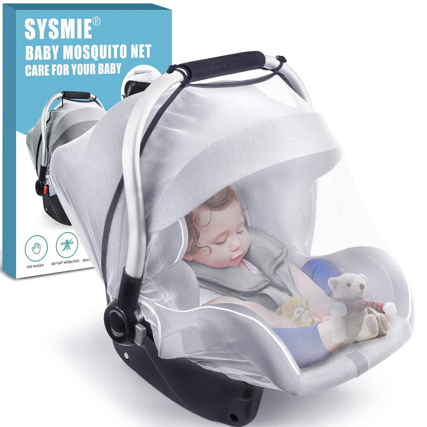 Baby Mosquito Net for Infant Car SeatsInfant Stroller and Bassinets CarrierBreathable with Elastic Netting for Easy Fitting Portable Durable Long Lasting Infant Insect Shield Netting White