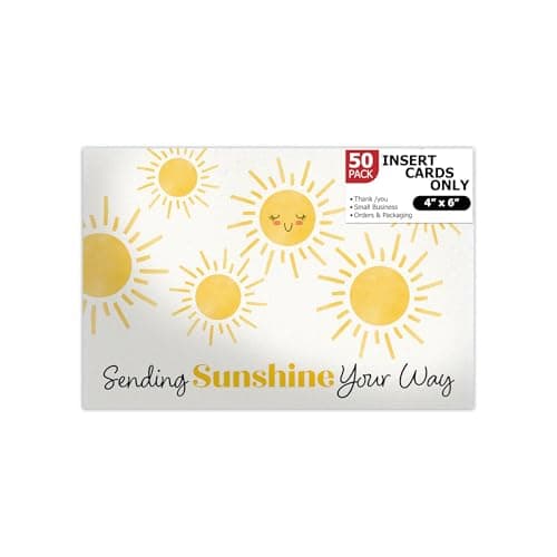 Pro Supply Global (50 Count of Large 4x6 Sunshine Thank You Insert Cards Without Envelopes For Your Small Online Business - Displays Customer Appreciation - Great For Baby Showers and Weddings