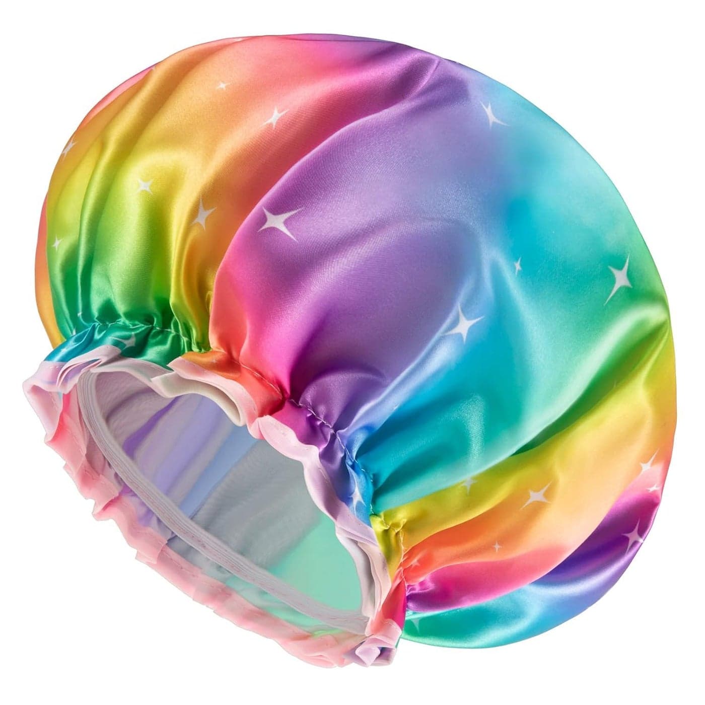 mikimini Sparkle Rainbow Shower Cap for Women Long Hair Pack of 2Double Layer Waterproof XLarge Reusable Washable No Smell Fashion Bath Cap