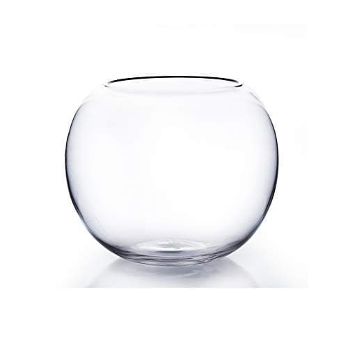 WGV Bowl Glass Vase, Diameter 10", Height 8", Open Width 6", (Multiple Sizes Choices) Clear Bubble Planter Terrarium Fish Bowl for Wedding Event Home Decor, 1 Piece (VBW0010)