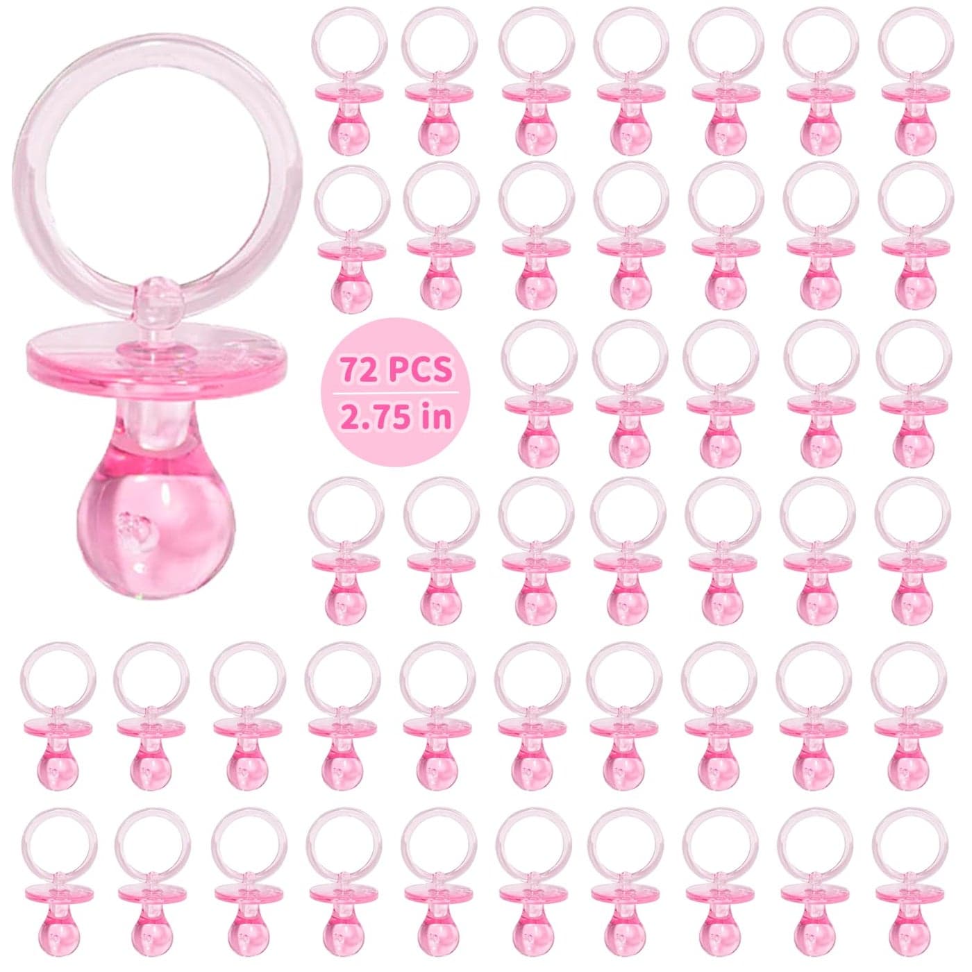 72 Pcs Baby Shower Pacifiers 275 Plastic Pacifiers for Baby Shower Game Baby Shower Decoration DIY Gender Reveal Party Table ScatterBaby Shower Party Favors Pink Pacifiers Baby Shower