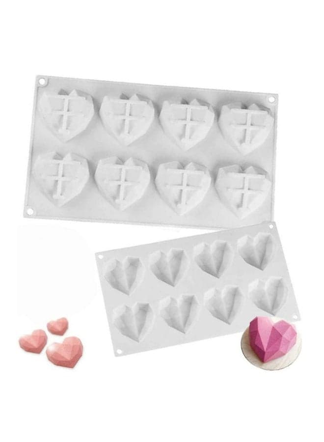 8 Cavity Diamond Heart Silicone Cake Mould 3D HLove Shape Fondant Mousse Chocolate kitchen Baking Mold Soap and ice cube molds