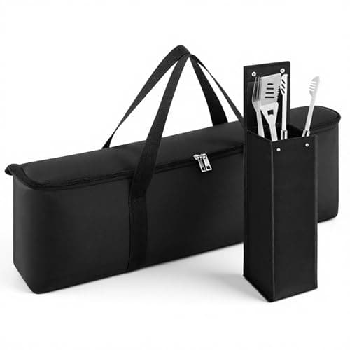 Amylove 2 Pcs Grill Utensil Tool Storage Bag Holder 25875 in Grill Accessory BBQ Carry Bag with Handle 20x6x6 in Utensil Holder Pouch Oxford for Camping Hiking Picnic Travel Extra Large Capacity