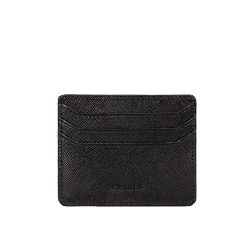 grande 3633 Genuine Leather Card Holder For Women and Men Super Slim Minimalist Small Snap Wallet Royal Black