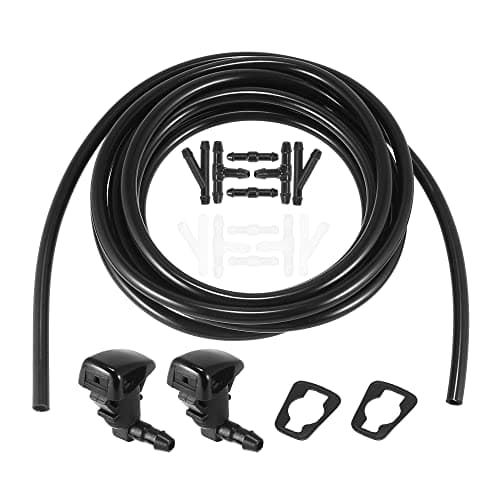 ACROPIX Front Windshield Washer Hose Kit Fit for Cadillac CTS with 3 Meter Washer Fluid Hose 12 Pcs Hose Connectors - Pack of 15 Black