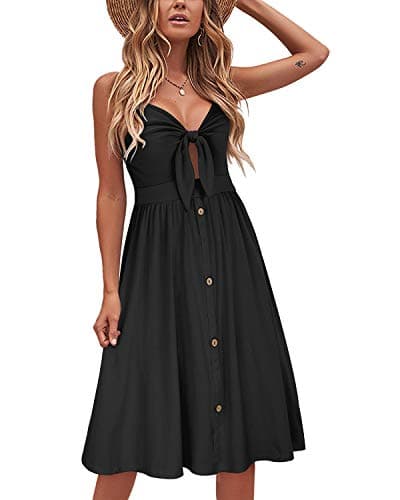 VOTEPRETTY Women's Summer Dresses Sundresses Beach Clothes Outfit Vacation 2024 V Party Graduation Homecoming Casual Tropical Prom Bride Shower Plus Size Resort Wear Hawaiian Spring Cruise Black