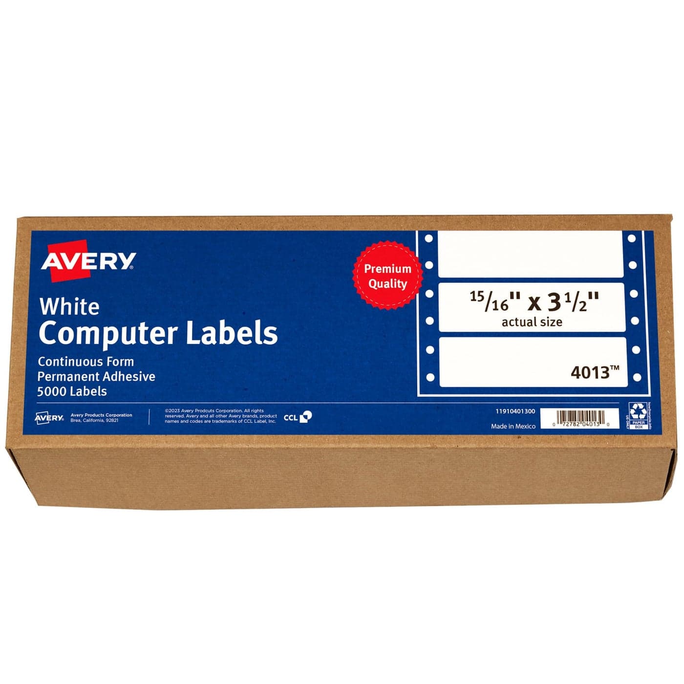 Avery White Computer Labels 1516 x 312 Dot Matrix and PinFeed Printers 5000 Total 4013